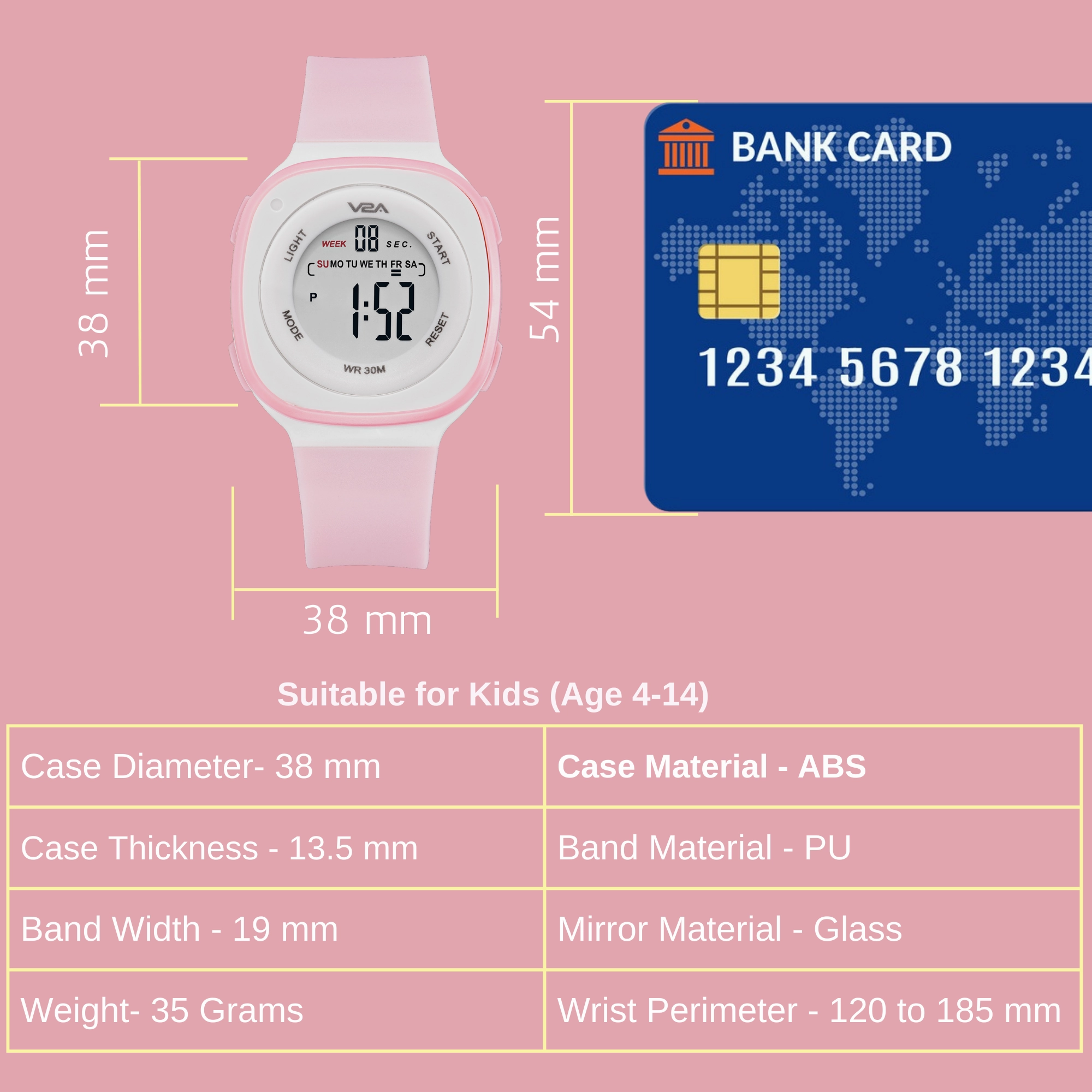 V2A Digital Watch for Girls ?Kids Between 4 to 14 Years of Age Multi-Functional 30 M Waterproof Digital Sports Watches for Girls | Digital Watch for Girls Age 4 5 6 7 8 9
