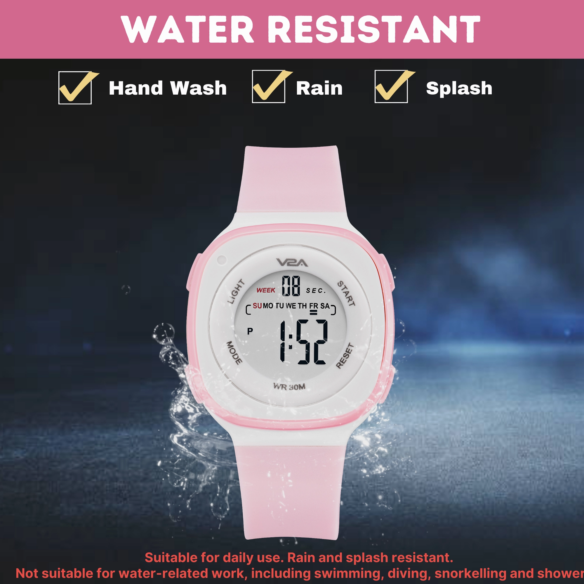 V2A Digital Watch for Girls ?Kids Between 4 to 14 Years of Age Multi-Functional 30 M Waterproof Digital Sports Watches for Girls | Digital Watch for Girls Age 4 5 6 7 8 9