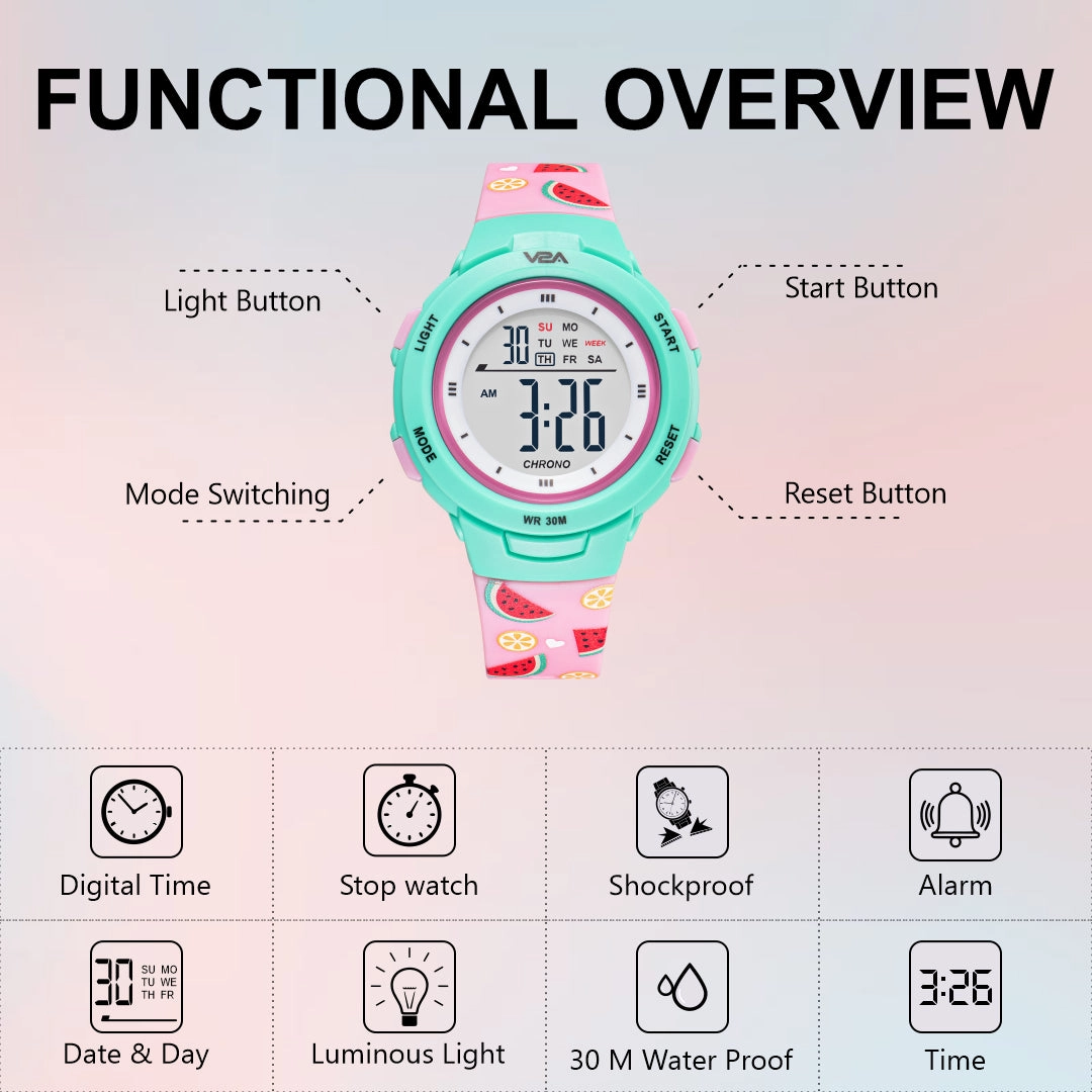 V2A Digital Watch Kids Watch Unisex-Child Between 4 to 13 Years of Age Multi-Functional 30 M Waterproof Digital Sports Watches for Kids | Digital Watch for Kids