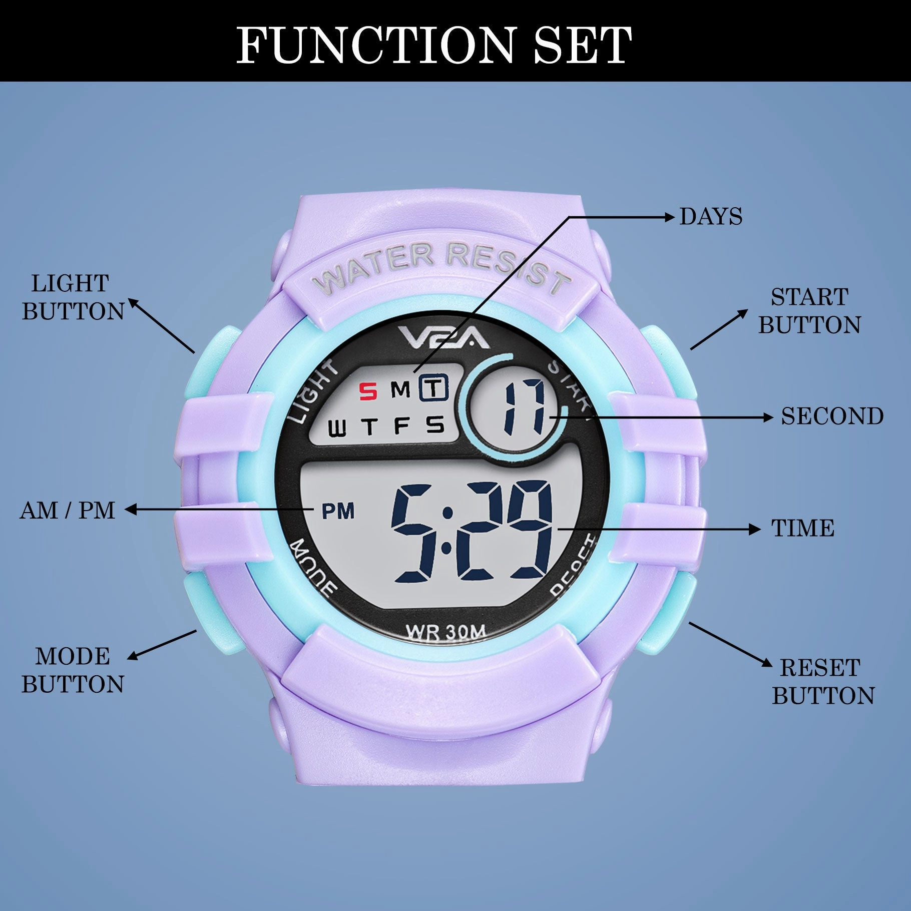V2A Digital Watch Unisex-Child Kids Watch Between 3 to 10 Years of Age Multi-Functional 30 M Waterproof Digital Sports Watch for Kids | Digital Watch for Kids