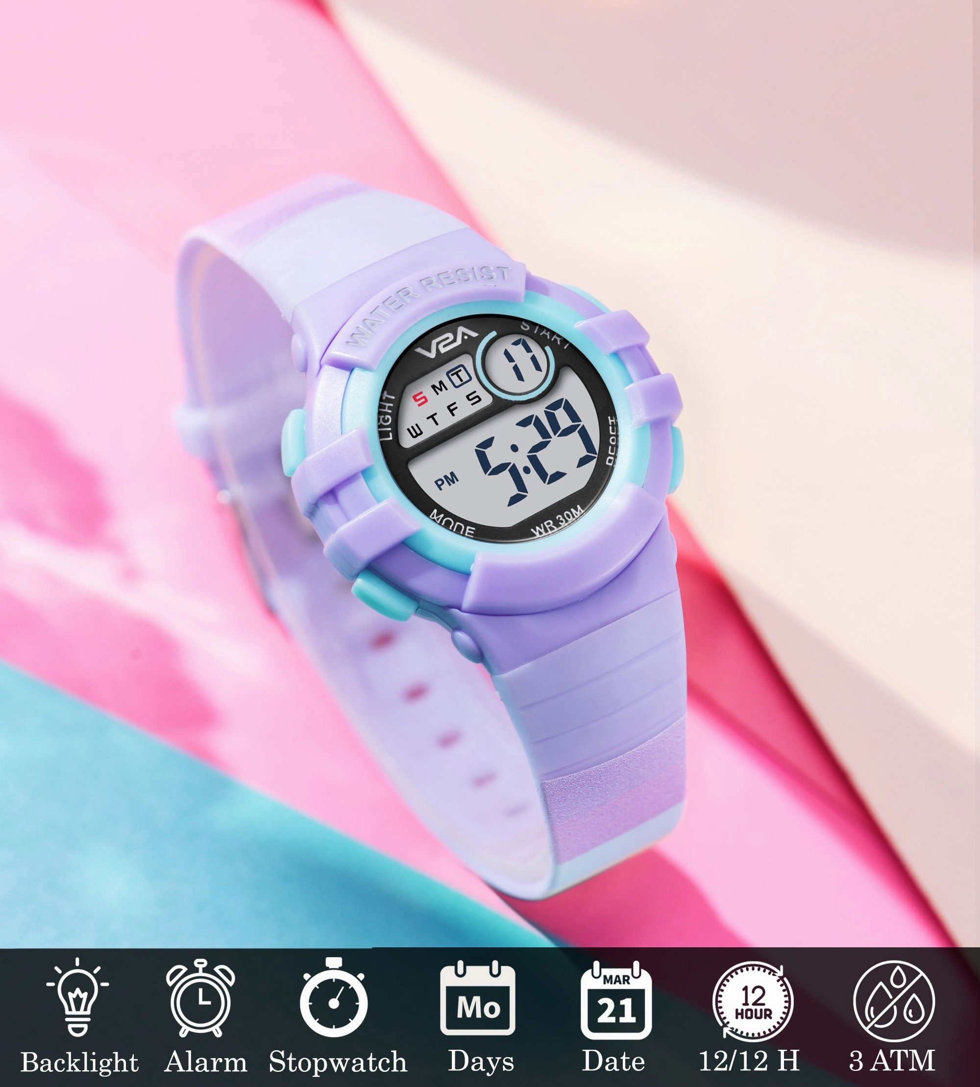 V2A Digital Watch Unisex-Child Kids Watch Between 3 to 10 Years of Age Multi-Functional 30 M Waterproof Digital Sports Watch for Kids | Digital Watch for Kids