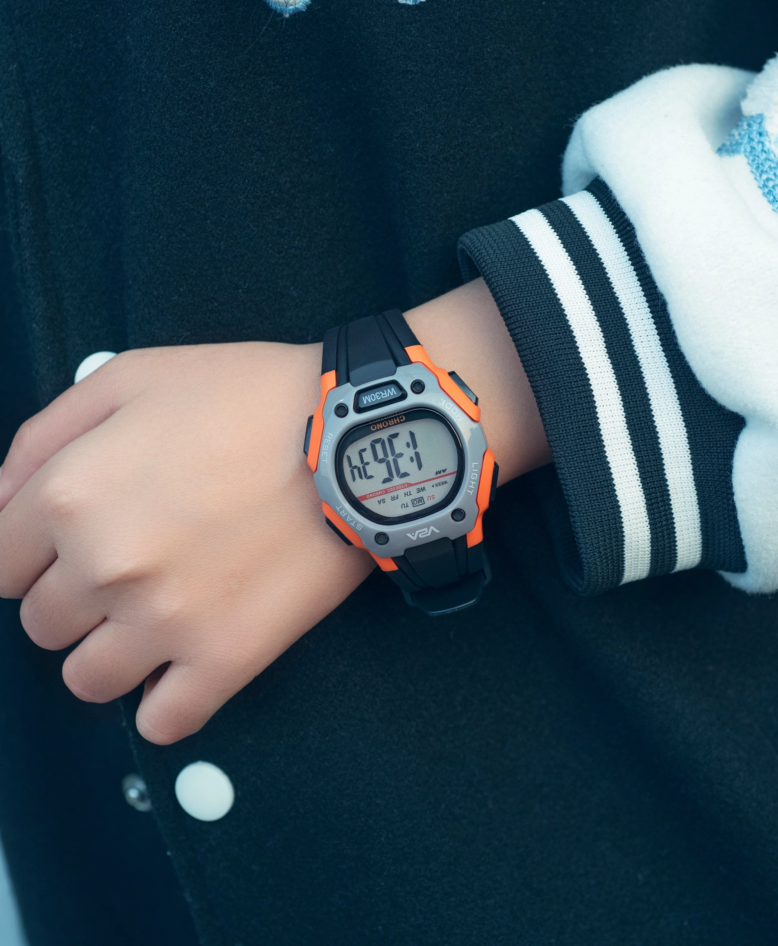 V2A Digital Water Resistant Kids Blue and Orange Sports Watch for Boys