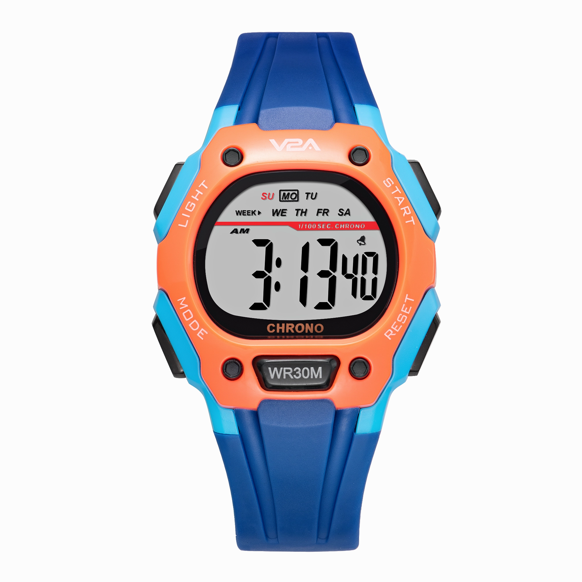 V2A Digital Water Resistant Kids Blue and Orange Sports Watch for Boys