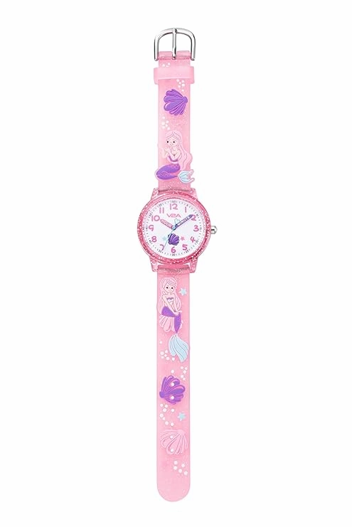 V2A Girls' Analog Watch ?Cute 3D Mermaid Design | Soft Multicolour Silicone Strap | 30M Water-Resistant | Quartz Movement | Fun & Educational Time Learning | Perfect Gift for Kids Aged 3?0