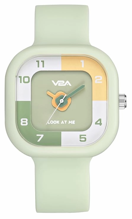 V2A Girls?Cute Analog Watch ?Soft silicone Band with Square Printed Dial | Waterproof Kids Watch for Ages 4?3 | Stylish Timepiece for Girls (30M Water Resistant)