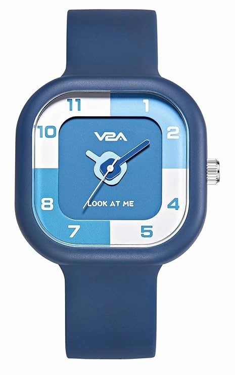 V2A Girls?Cute Analog Watch ?Soft silicone Band with Square Printed Dial | Waterproof Kids Watch for Ages 4?3 | Stylish Timepiece for Girls (30M Water Resistant)