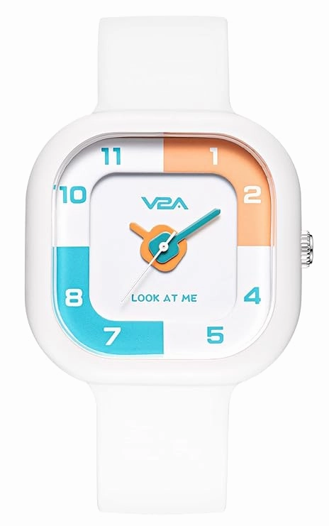 V2A Girls?Cute Analog Watch ?Soft silicone Band with Square Printed Dial | Waterproof Kids Watch for Ages 4?3 | Stylish Timepiece for Girls (30M Water Resistant)
