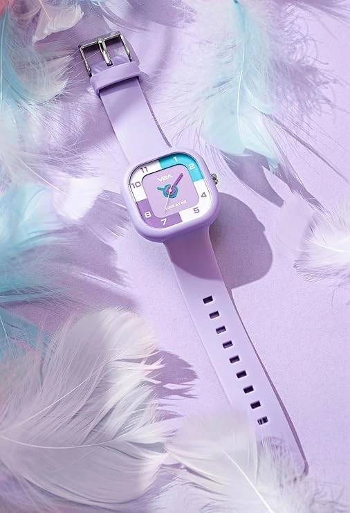 V2A Girls?Cute Analog Watch ?Soft silicone Band with Square Printed Dial | Waterproof Kids Watch for Ages 4?3 | Stylish Timepiece for Girls (30M Water Resistant)
