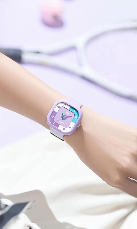 V2A Girls?Cute Analog Watch ?Soft silicone Band with Square Printed Dial | Waterproof Kids Watch for Ages 4?3 | Stylish Timepiece for Girls (30M Water Resistant)