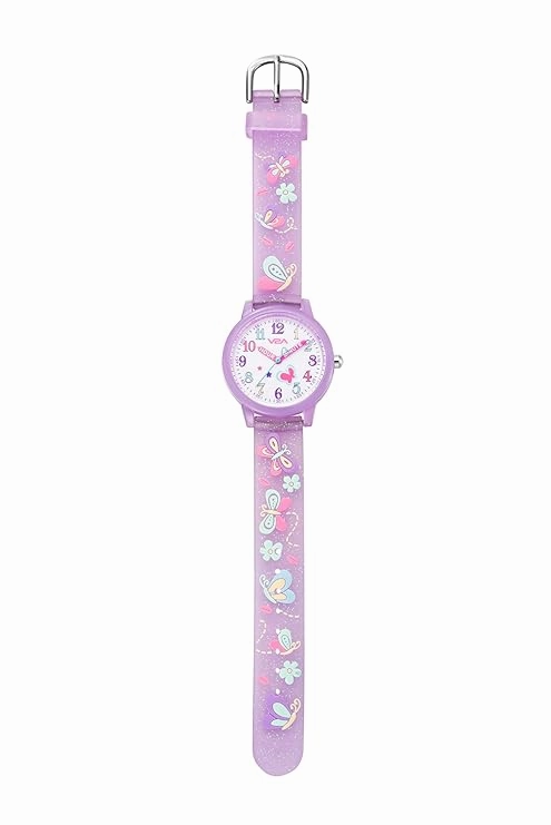 V2A Kids Analog Watch ?3D Butterfly Theme, Soft Multicolour Silicone Strap, 30M Waterproof, Quartz Movement | Easy Time Learning Watch for Girls Aged 3?0 | Birthday & Return Gift