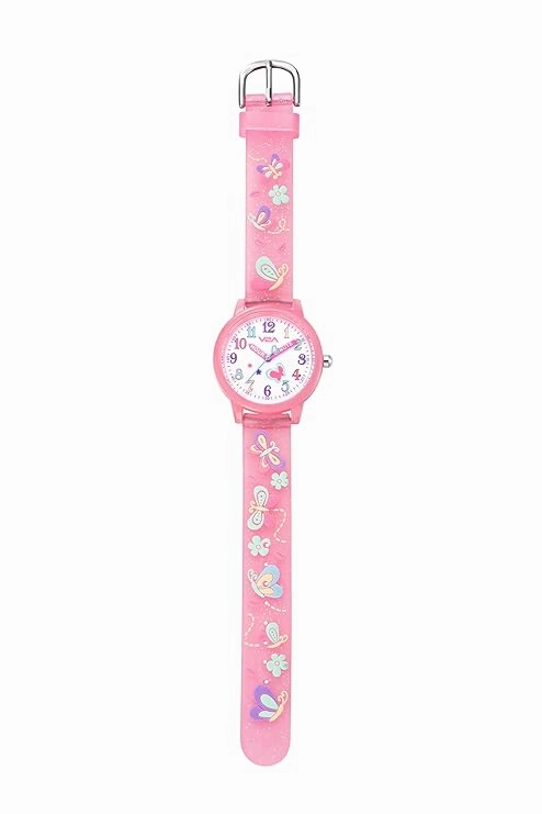 V2A Kids Analog Watch ?3D Butterfly Theme, Soft Multicolour Silicone Strap, 30M Waterproof, Quartz Movement | Easy Time Learning Watch for Girls Aged 3?0 | Birthday & Return Gift