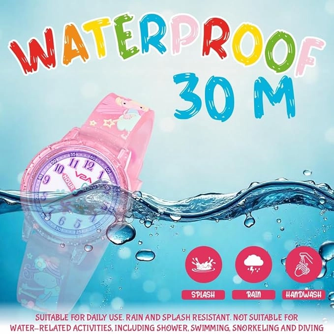 V2A Kids Analog Watch ?Cute 3D Floral Cartoon Design, Soft Multicolour Silicone Strap, 30M Waterproof, Easy Time Learning Quartz Watch for Girls Aged 3?0 | Birthday & Return Gift