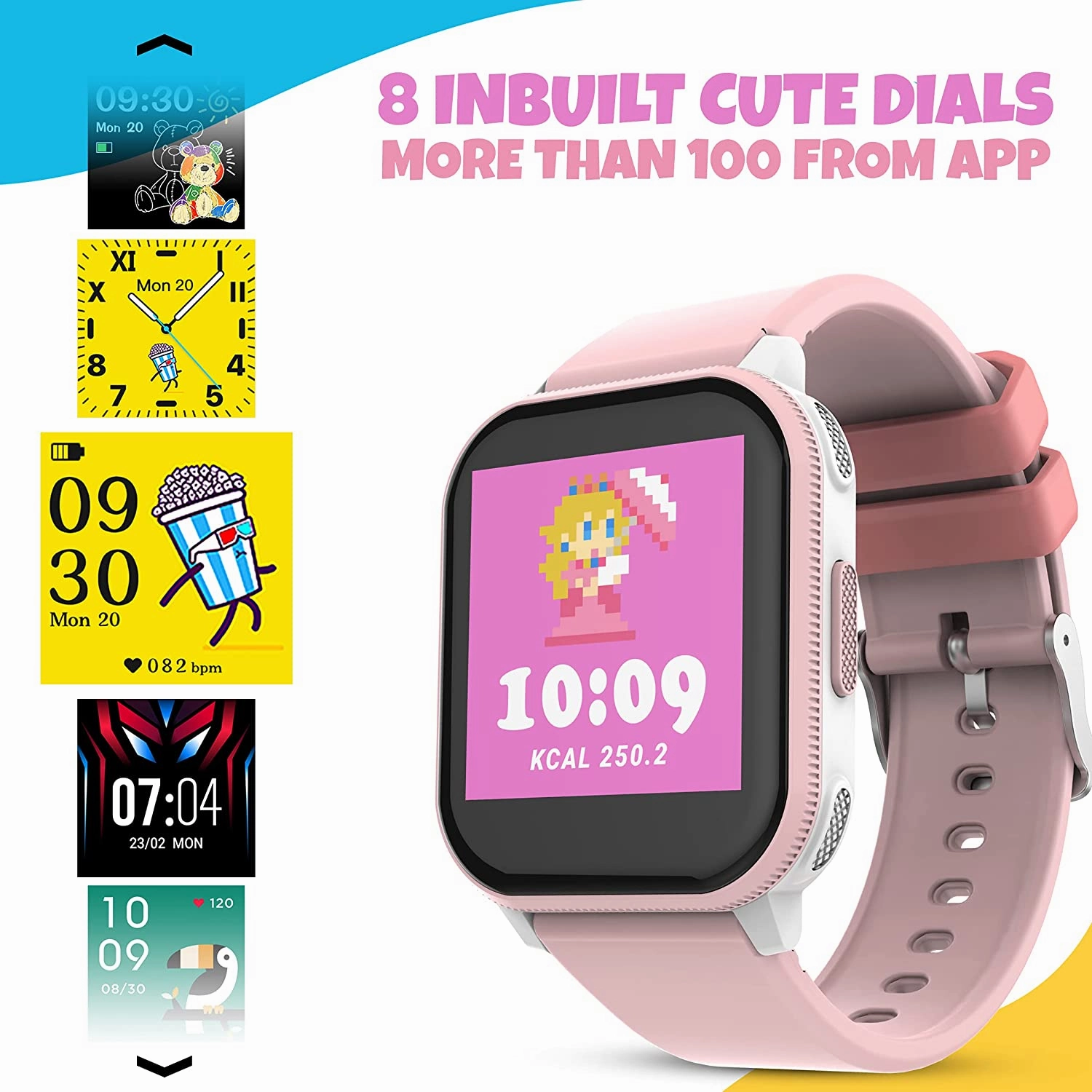 V2A PlayOn Smart Watch for Kids and Teens with Inbuilt Games?Smart Watch for Girls and Boys ?Compatible with iOS and Android ?IP68 Waterproof - 7 Days Battery Backup