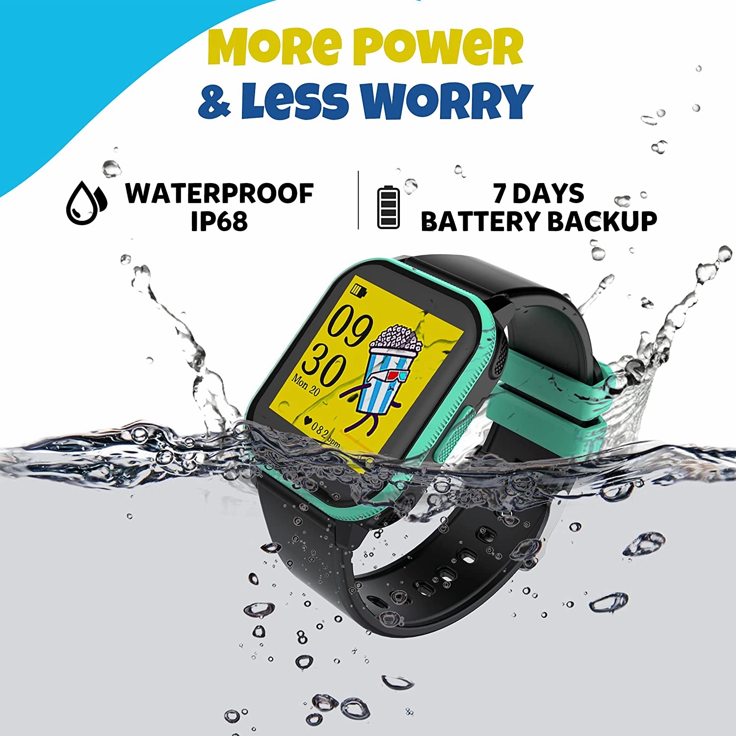 V2A PlayOn Smart Watch for Kids and Teens with Inbuilt Games?Smart Watch for Girls and Boys ?Compatible with iOS and Android ?IP68 Waterproof - 7 Days Battery Backup