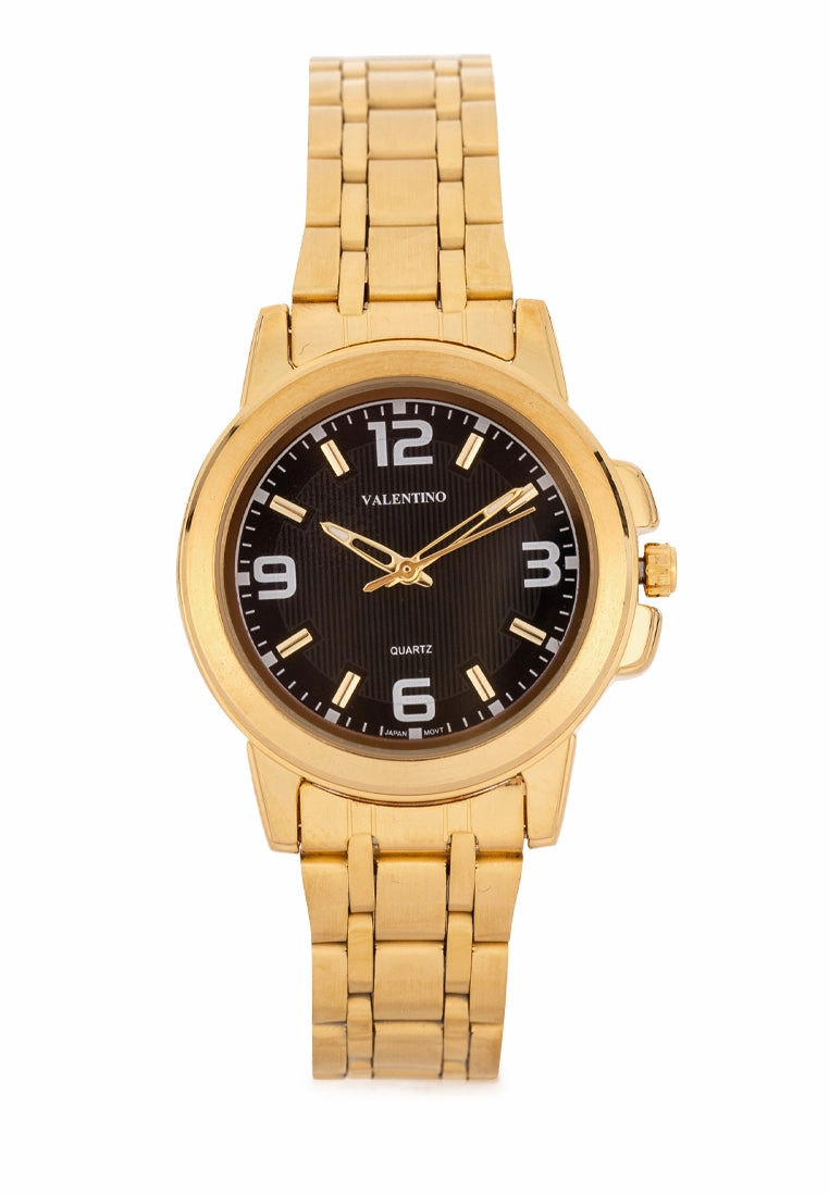Valentino Stainless Steel Strap Analog Watch for Women 20121953-GOLD - BLACK DIAL