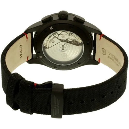 Victorinox Airboss Black Edition Automatic Chronograph Black Dial Black Nylon Mens Watch
