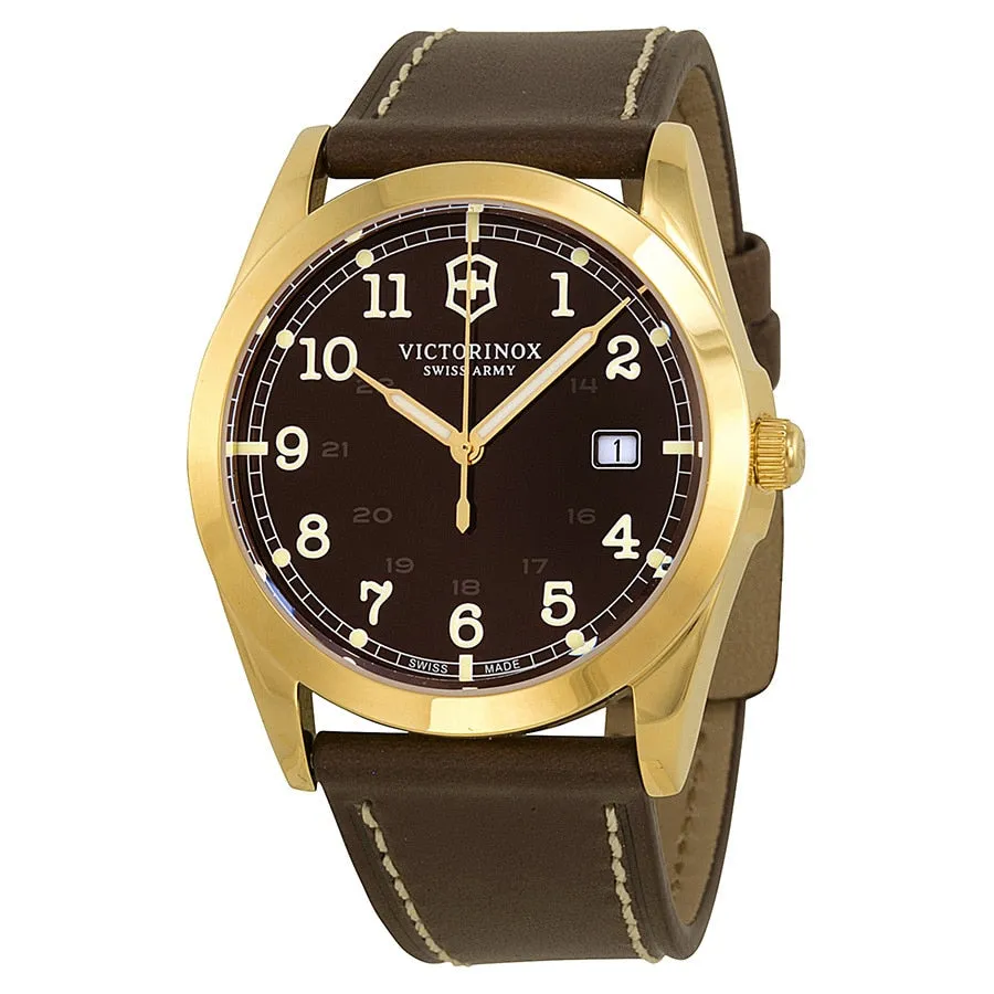 Victorinox Infantry Brown Dial Brown Leather Strap Mens Watch
