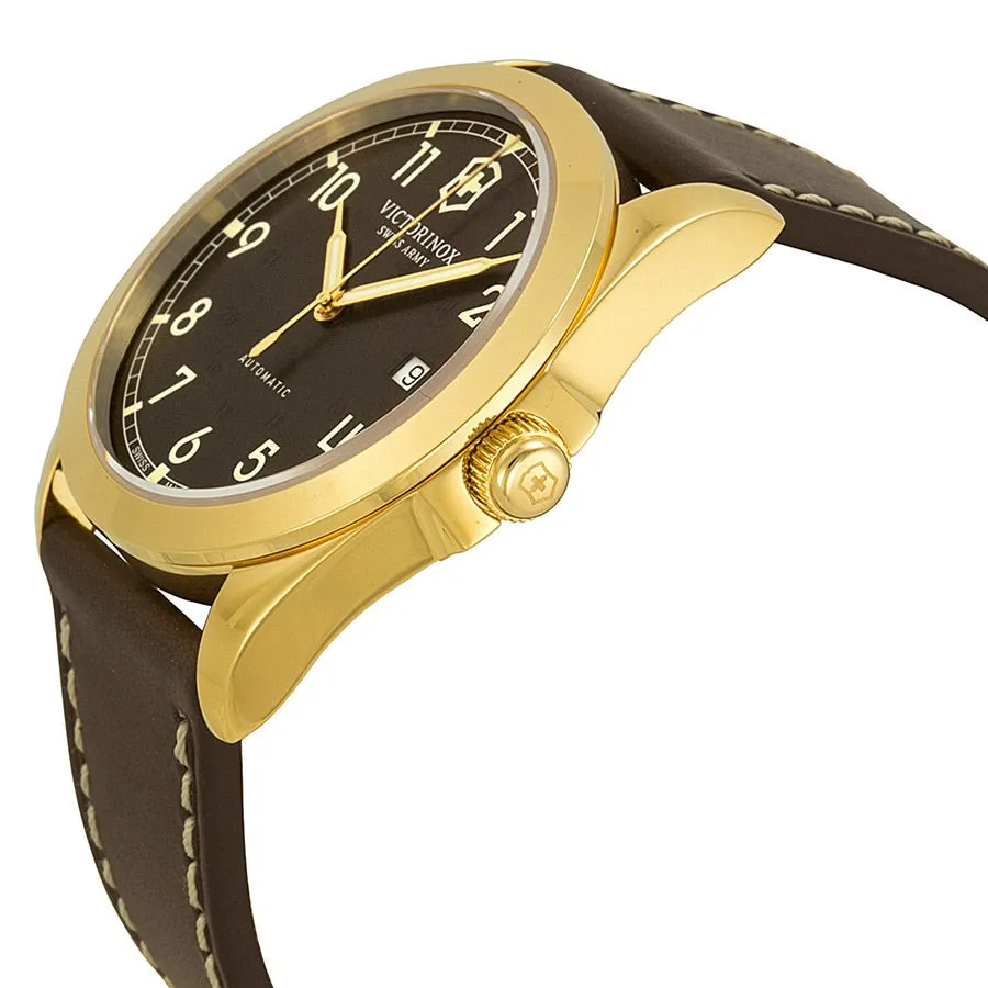 Victorinox Infantry Mechanical Brown Dial Brown Leather Strap Mens Watch 241646