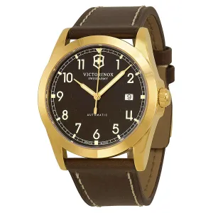 Victorinox Infantry Mechanical Brown Dial Brown Leather Strap Mens Watch 241646