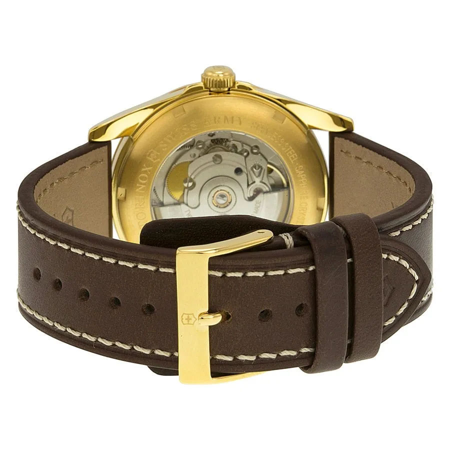 Victorinox Infantry Mechanical Brown Dial Brown Leather Strap Mens Watch 241646