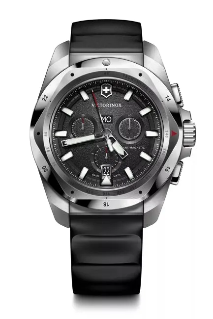 Victorinox Inox 43 Chrono Black Dial Rubber Strap Watch 241983