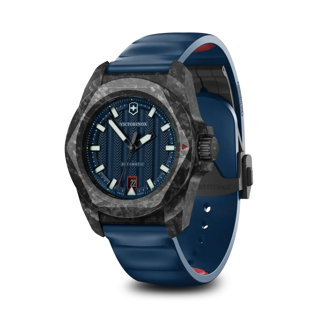 Victorinox I.N.O.X Automatic 41mm Set Blue Rubber Blue Dial Carbon Case Watch 242022.1