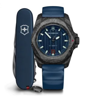 Victorinox I.N.O.X Automatic 41mm Set Blue Rubber Blue Dial Carbon Case Watch 242022.1