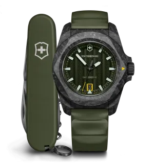 Victorinox I.N.O.X Automatic 41mm Set Green Rubber Green Dial Carbon Case Watch 242021.1