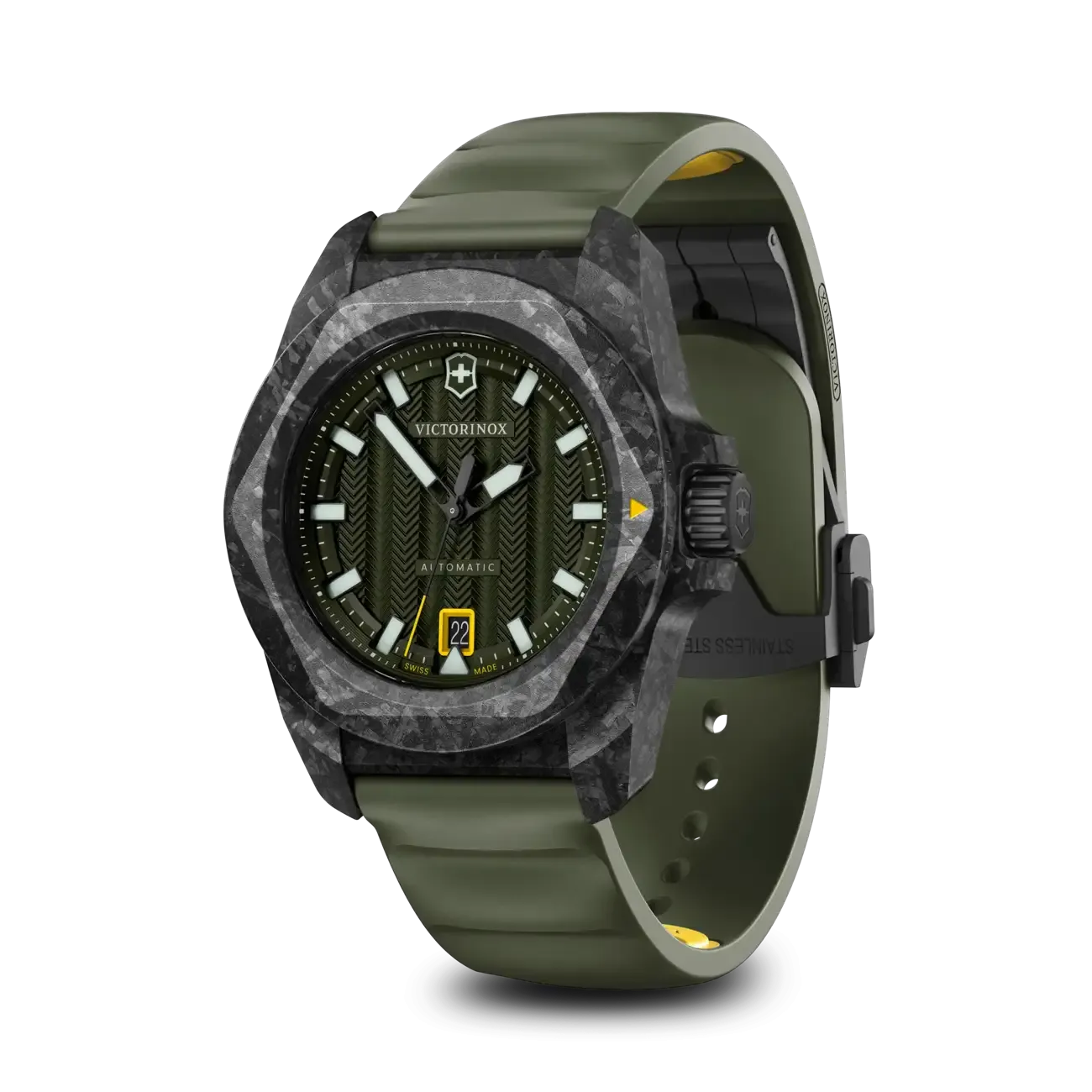 Victorinox I.N.O.X Automatic 41mm Set Green Rubber Green Dial Carbon Case Watch 242021.1