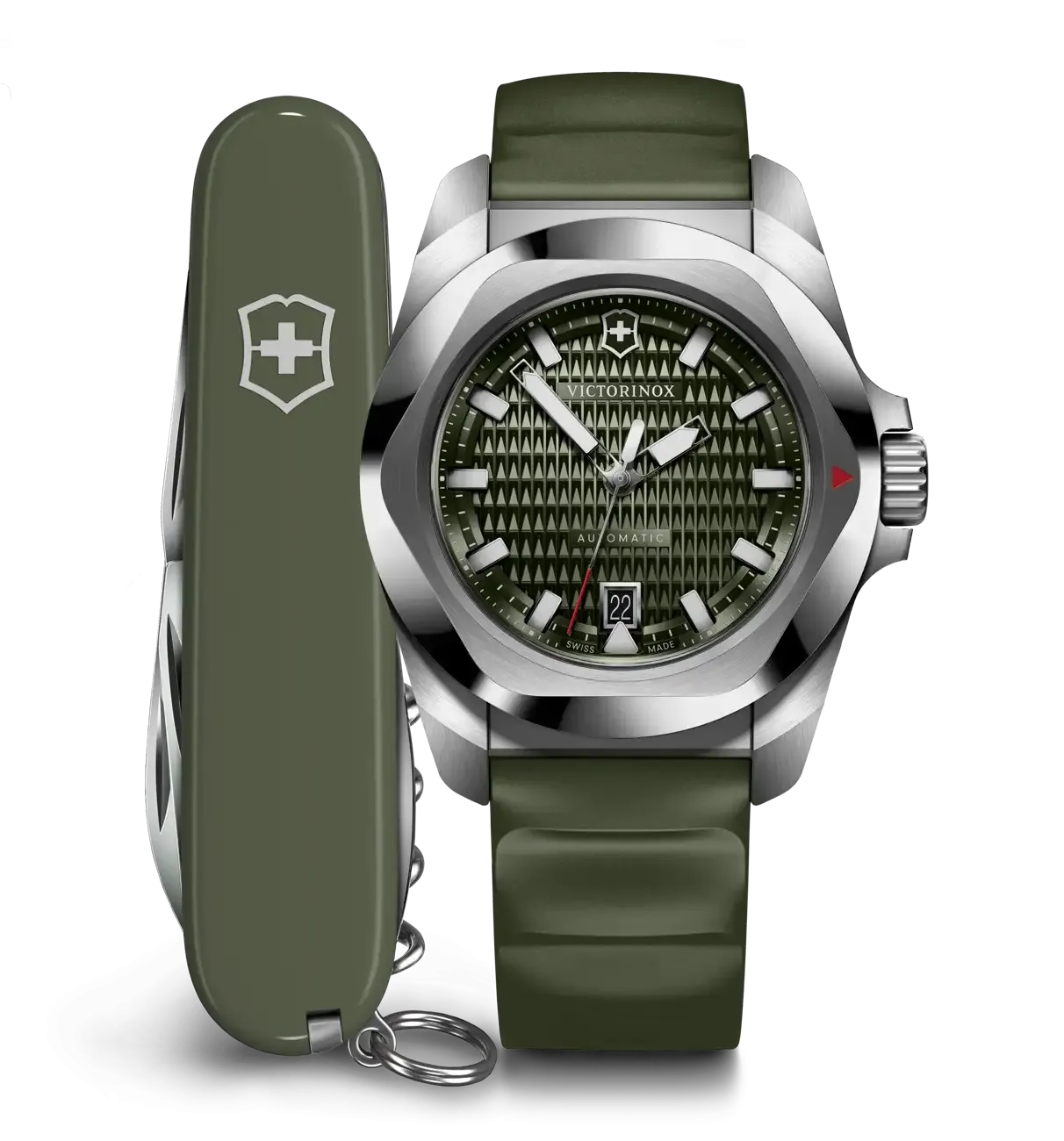 Victorinox I.N.O.X Automatic 41mm Set Green Rubber Green Dial Watch 242017.1