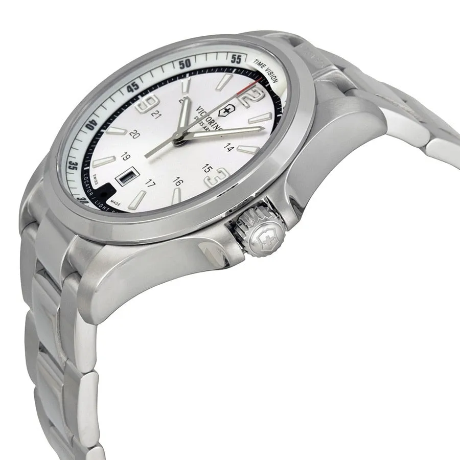 Victorinox Mens 241571 Night Vision Analog Display Swiss Quartz Silver Watch