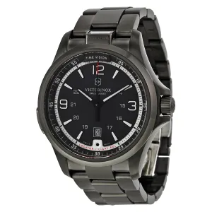 Victorinox Mens 241665 Swiss Army Night Vision Dark Grey Dial Black Ice Pvd Steel Watch