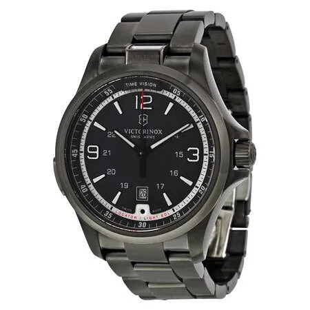 Victorinox Mens 241665 Swiss Army Night Vision Dark Grey Dial Black Ice Pvd Steel Watch
