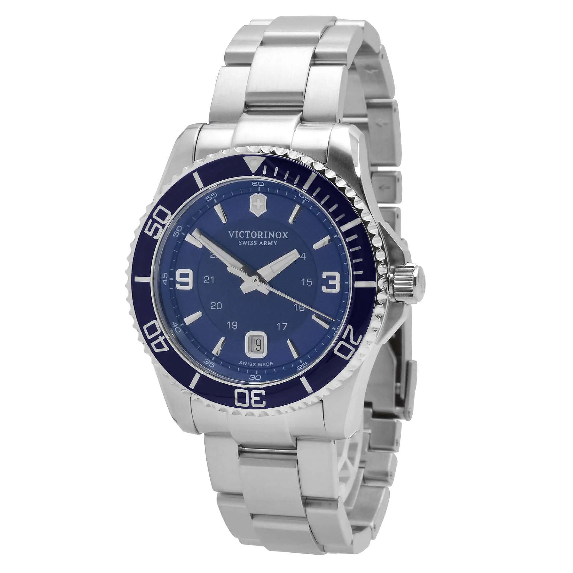 Victorinox Swiss Army 241602 Men's Maverick Large Navy Blue Dial Stainless Steel Bracelet Watch