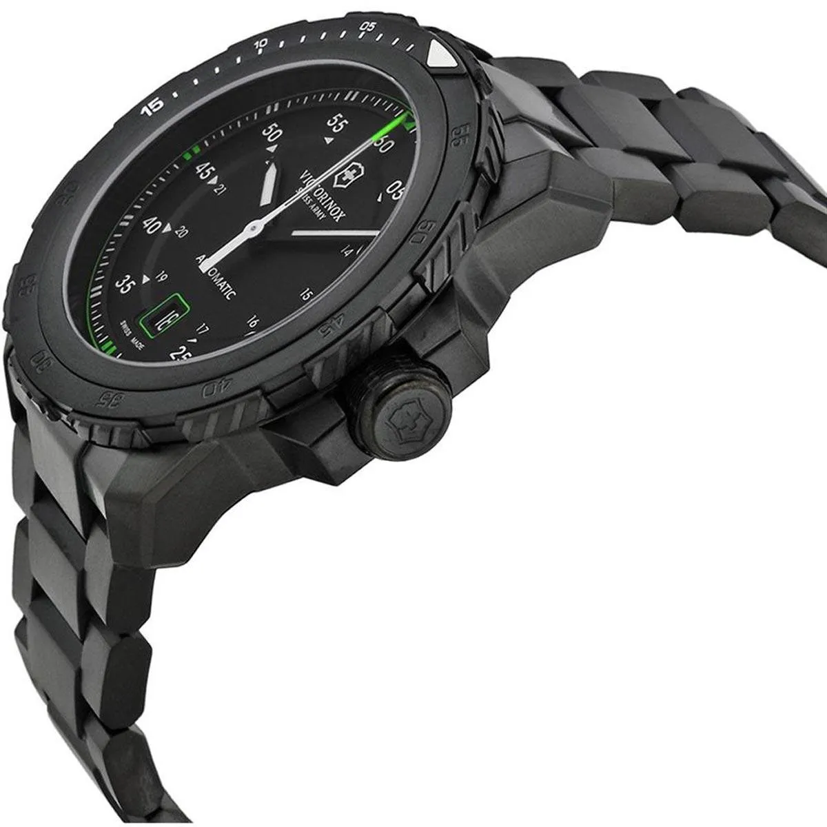 Victorinox Swiss Army Men's Automatic Watch - Alpnach Black Dial Bracelet | 241684