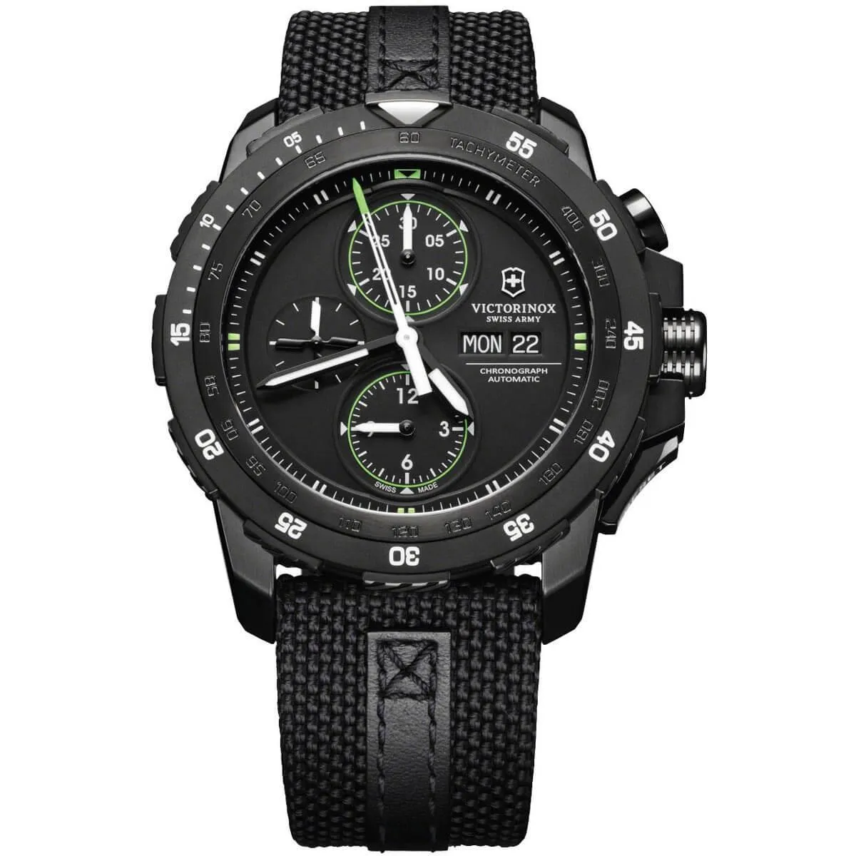 Victorinox Swiss Army Men's Automatic Watch - Alpnach Black Dial Nylon Strap | 241527