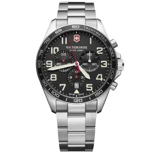 Victorinox Swiss Army Men's Chrono Watch - Fieldforce Black Dial Bracelet | 241855