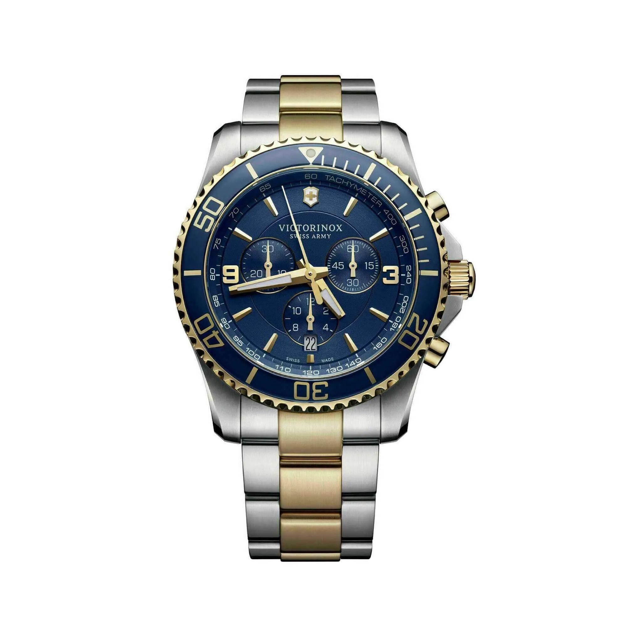Victorinox Swiss Army Men's Chrono Watch - Maverick Blue Dial Two Tone Steel | 241791