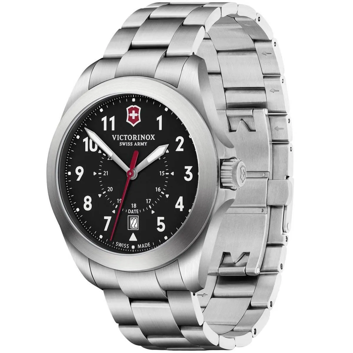 Victorinox Swiss Army Men's Quartz Watch - Heritage Black Dial Steel Bracelet | 241968