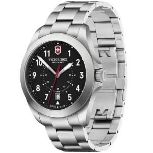 Victorinox Swiss Army Men's Quartz Watch - Heritage Black Dial Steel Bracelet | 241968