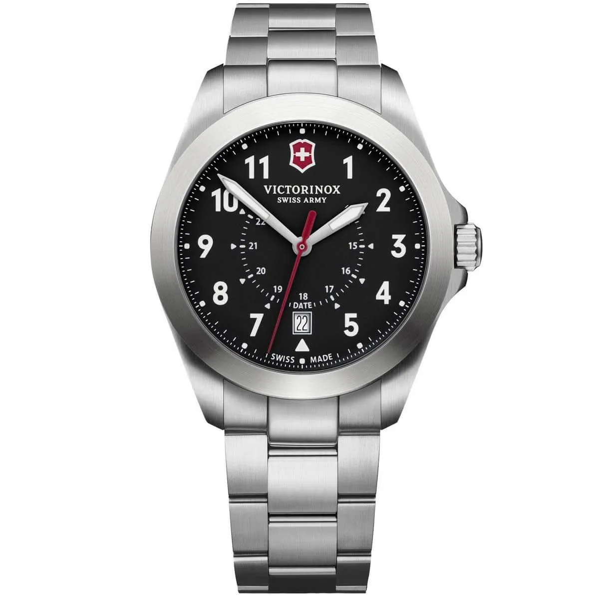 Victorinox Swiss Army Men's Quartz Watch - Heritage Black Dial Steel Bracelet | 241968