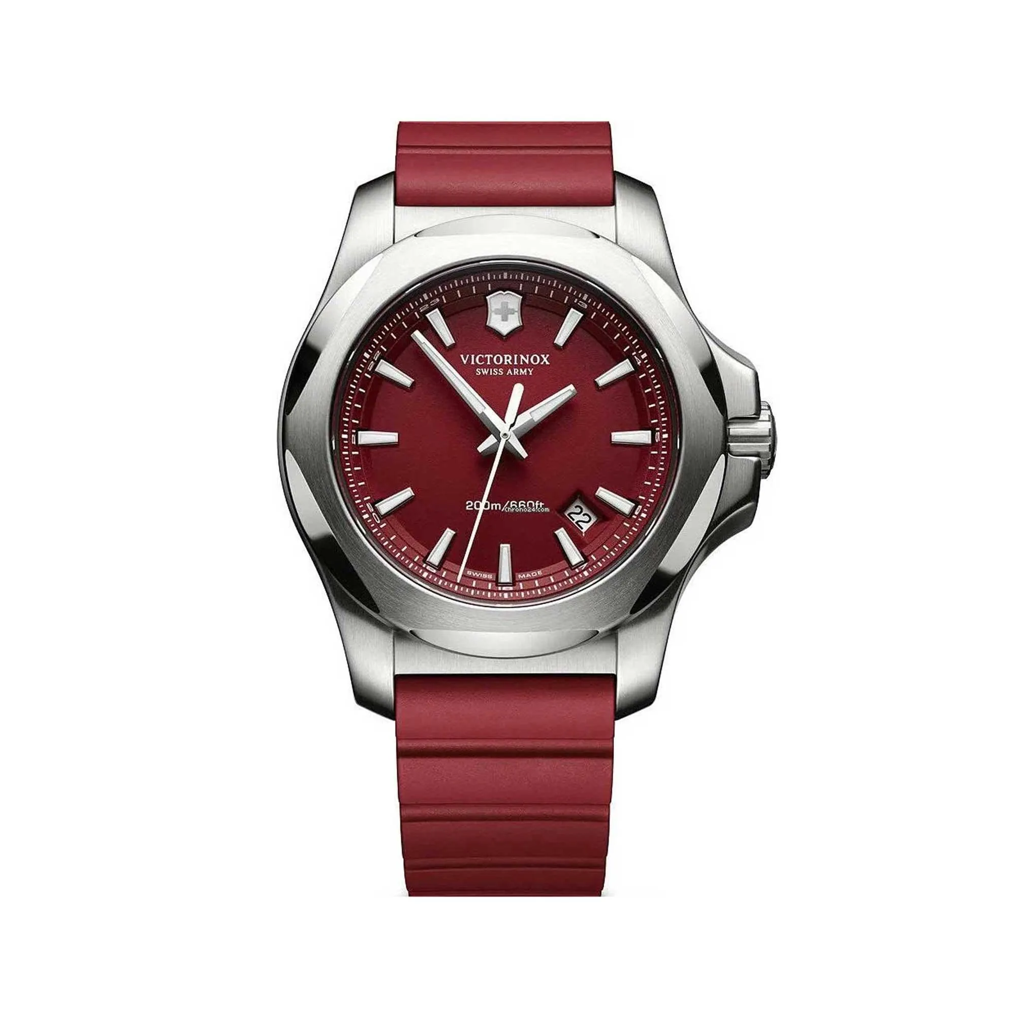 Victorinox Swiss Army Men's Quartz Watch - I.N.O.X. Red Dial Rubber Strap | 241719.1