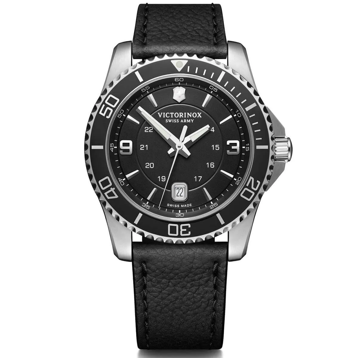 Victorinox Swiss Army Men's Quartz Watch - Maverick Black Leather Strap | 241862