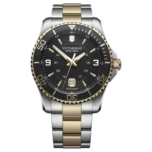 Victorinox Swiss Army Men's Watch - Maverick Black Dial Two Tone Bracelet | 249125