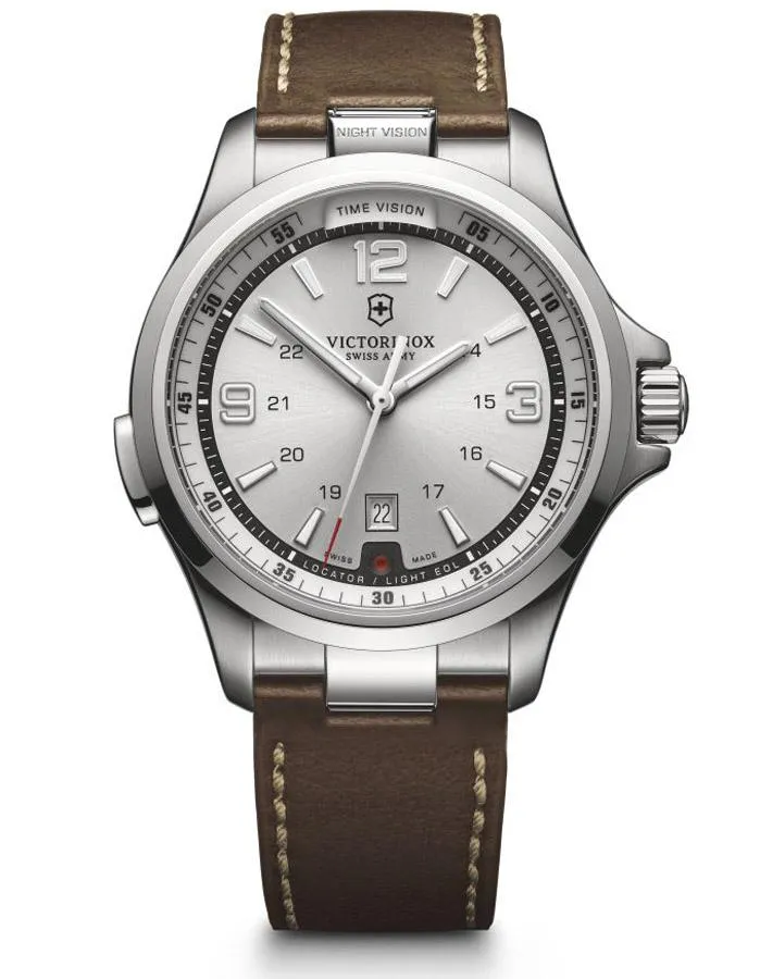 Victorinox Swiss Army Night Vision Mens Strap Watch - Silver White Dial - Steel