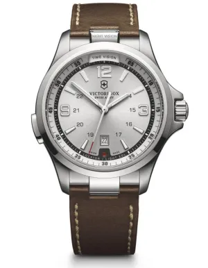 Victorinox Swiss Army Night Vision Mens Strap Watch - Silver White Dial - Steel