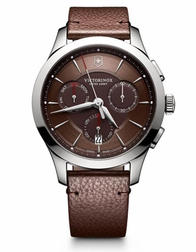 Victorinox Swiss Army Mens Alliance Chrono - Stainless - Brown Strap - Day/Date