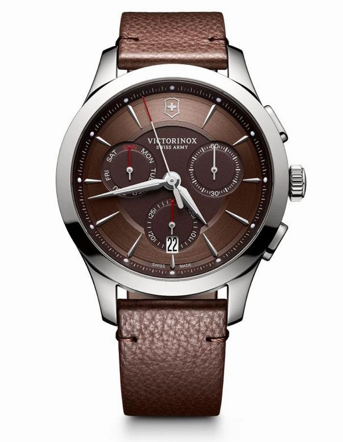 Victorinox Swiss Army Mens Alliance Chrono - Stainless - Brown Strap - Day/Date