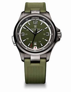 Victorinox Swiss Army Night Vision Mens Strap Watch - Army Green Dial - IP Case