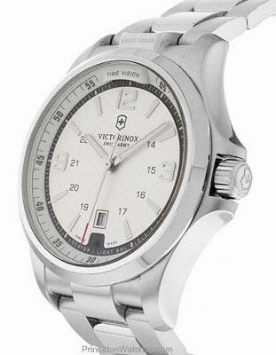 Victorinox Swiss Army Night Vision Mens Watch - Silver White Dial - Steel